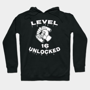 Level 16 Unlocked - Funny Mens 16th Birthday Gamer Hoodie